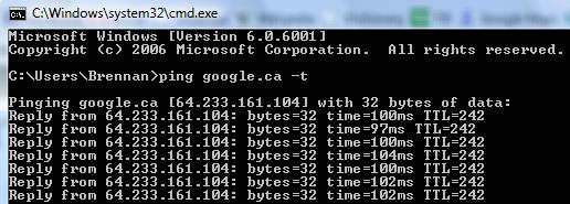 Ping Google to check the connection quality