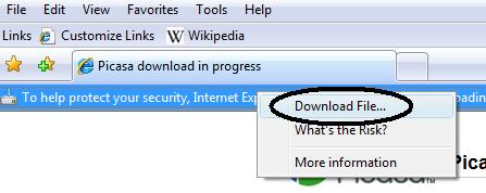 Internet Explorer 7 Information Bar